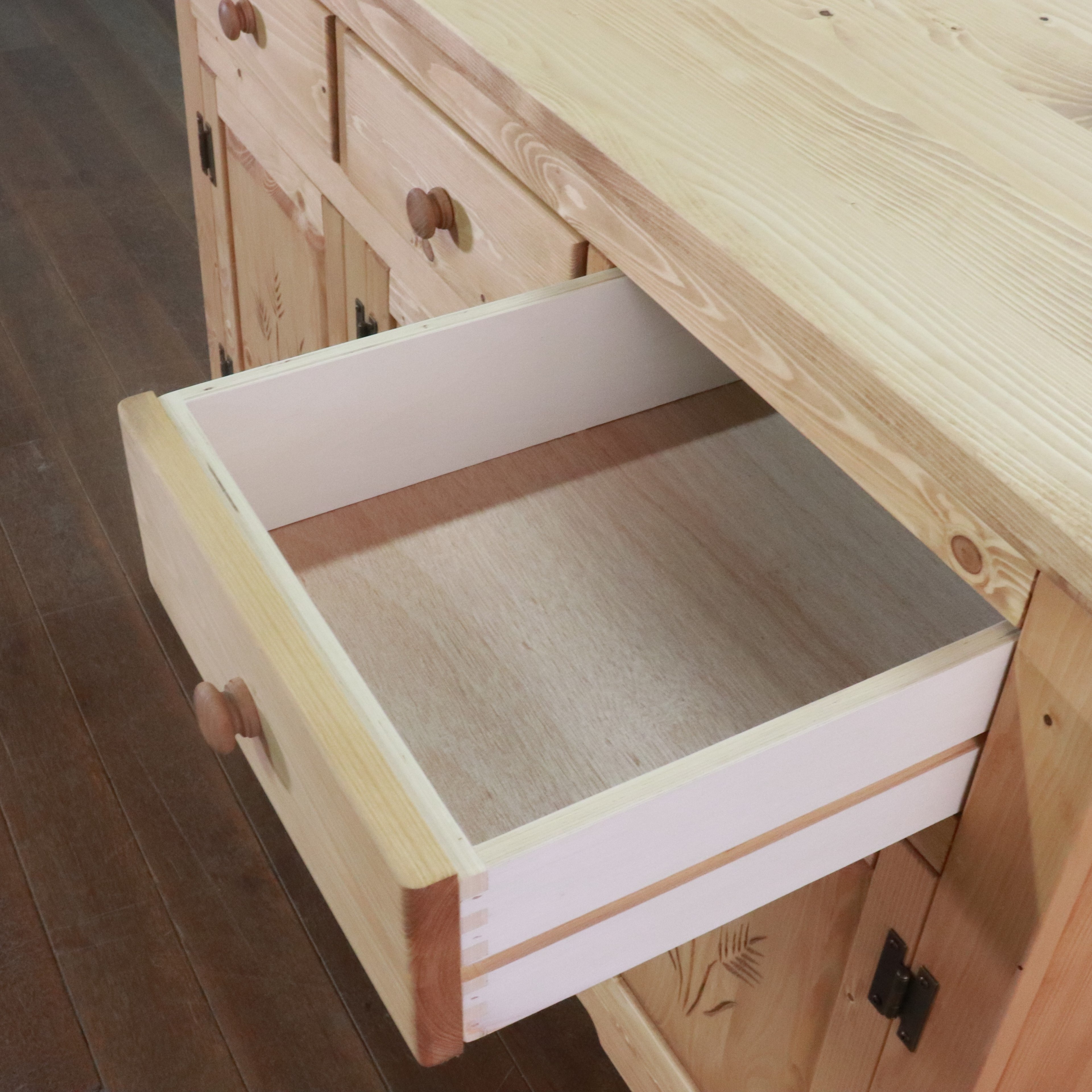 キャビネット FARMER 完成品 無垢材 パイン材 天然木 W120xD45xH90cm 収納家具 リビング収納 収納棚 ライトブラウン おしゃれ 新生活