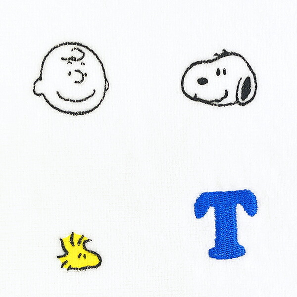 スヌーピー ミニタオル アイコン(T) イニシャル アイボリー ハンカチ SNOOPY
