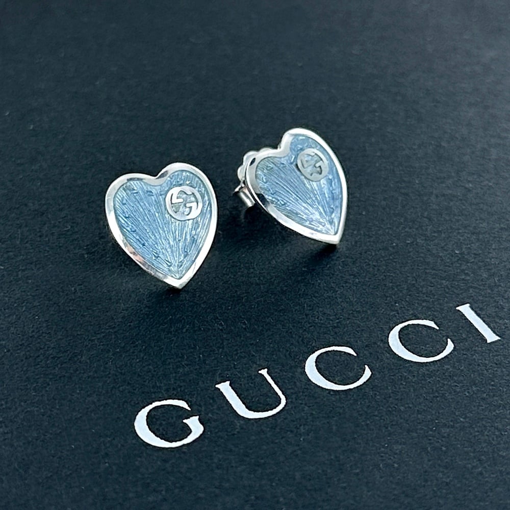 GUCCI グッチ ピアス ハート ブルー レディース 母の日 シルバー925 両耳ピアス シンプル おしゃれ 結婚式 結婚記念日 プレゼント 妻 彼女 誕生日プレゼント 女性 母 ギフト チェーンネックレス ジュエリー 成人 卒業 入学