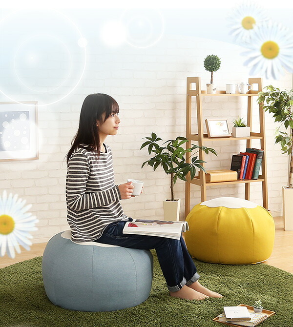 ビーズクッション かわいいお花型 Maggie-マギー お部屋に合わせて選べる7色 インテリア クッション 丸型 ビーズクッション スゴビーズ ソファ ビーズ キューブ型 日本製 お花型 オットマン サイドテーブル スツール ビーズソファ 洗える 寝具