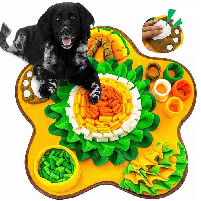 犬用ノーズワークマット 通販 嗅覚トレーニング ペット用知育玩具 早食い防止マット おやつ探しゲーム 室内運動不足解消 ストレス解消グッズ 洗濯機で丸洗い 滑り止め付き 丸洗い コンパクト収納 運動不足対策 ひとり遊び 留守番対策 餌入れおもちゃ 小型犬