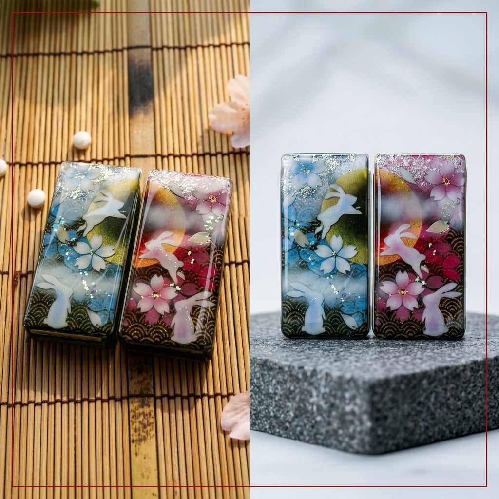 職人の手作り！和柄ペアFRISKケース「宇」フリスク タブレット ミント 名入れ 職人 手作り ハンドメイド 送料無料 伝統工芸 桜 和モダン 和柄 和風 和雑貨 ギフト プレゼント 贈り物