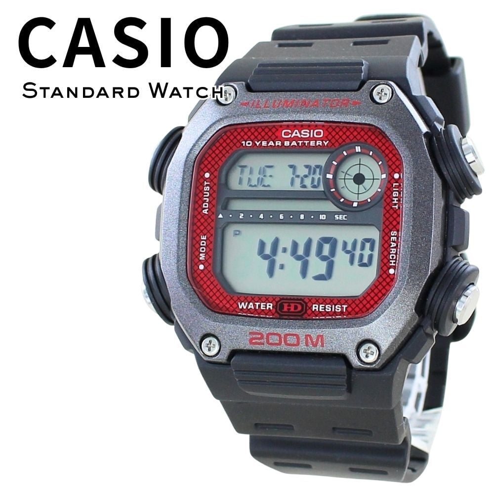 箱なし カシオ 腕時計 メンズ CASIO ブラック レッド デジタル 200m防水 10年電池 ワールドタイム ストップウォッチ タイマー アラーム LEDライト スポーツ アウトドア 海外モデル 逆輸入 誕生日 プレゼント ギフト 成人 卒業 入学