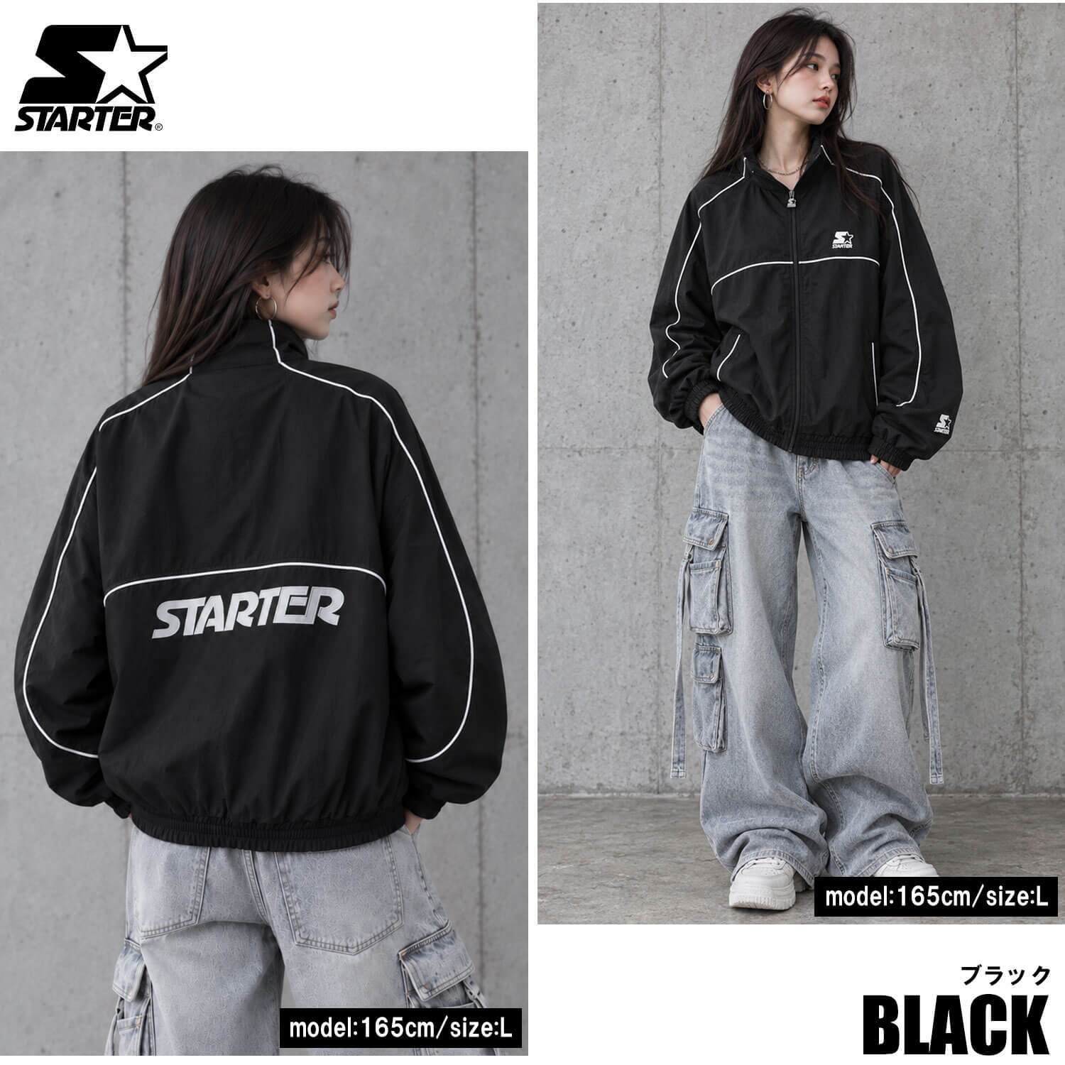 STARTER スターター スタンドブルゾン レディース メンズ sbm-6253トラックジャケット ナイロン タスラン メッシュ裏地 パイピング ワッペン ロゴ 刺繍 ジップアップ オーバーサイズ ストリート ヒップホップ ダンス M L XL 2026FW Karlas