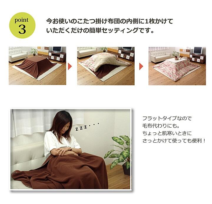 テーブル フリース こたつ用中掛け毛布 『ブリック中掛（フラット）』 約180×230cm フラットタイプ