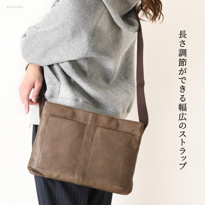 軽量 サコッシュ ショルダーバッグ 本革 レザー バッグ 日本製 コンパクト 薄マチ レディース