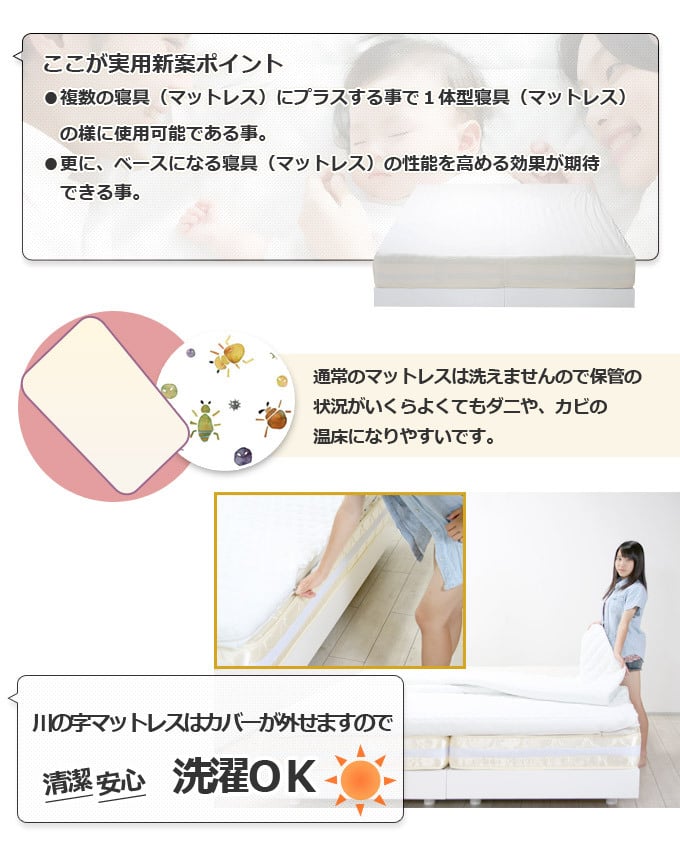 マットレスのみ 高反発ウレタン 川の字マットレス クイーンサイズ1枚タイプ シーツ付き 160x195 添寝 新入学 新学期 新生活 家族 親子 子供 子ども こども キッズ 子供部屋 寝室 おしゃれ ナチュラル シンプル ウレタンマットレス コットン