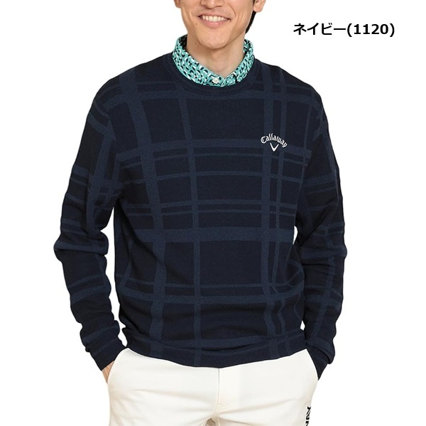 キャロウェイ ゴルフ メンズ セーター チェック柄 クルーネックニット Callaway Golf  C24118100 春夏モデル お誕生日祝い お祝い 記念品 30代 40代 50代 60代 母の日 お母さん 還暦祝い 敬老の日 彼女 人気プレゼント プレゼント