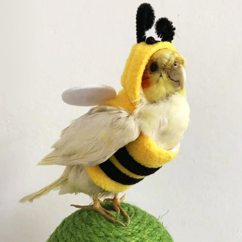 インコ 服 鳥用 コスチューム ミツバチ 着ぐるみ ペットウェア かわいい 仮装 コスプレ 小鳥 オカメインコ セキセイインコ 撮影 小物 おしゃれ 秋 冬 ハロウィン 記念写真 プレゼント