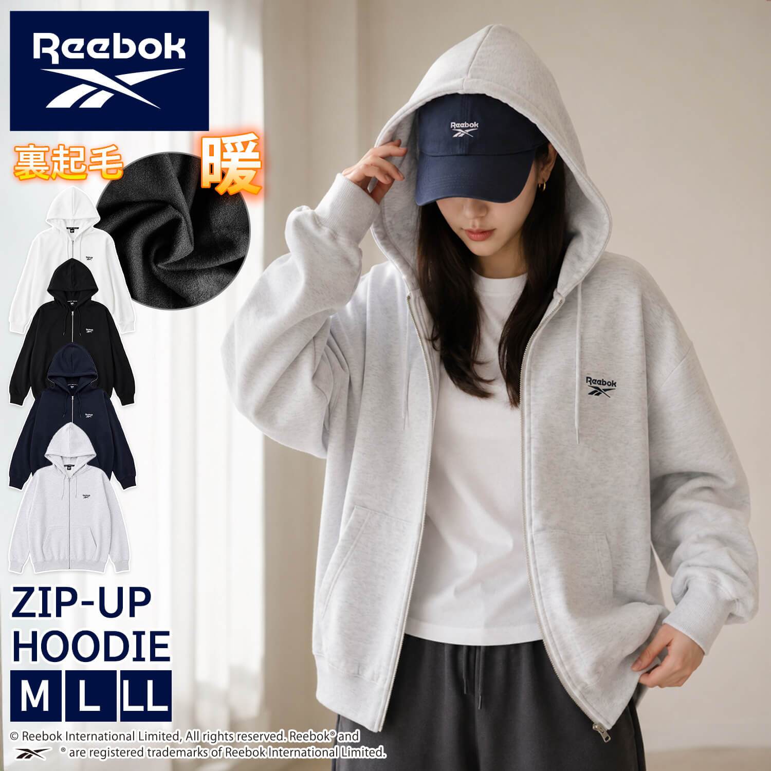 Reebok リーボック ジップパーカー レディース メンズ rm-6105 スウェットパーカー フルジップ 長袖 フーディー 裏起毛 暖かい ロゴ 刺繍 ビッグシルエット オーバーサイズ 羽織り スポーティ カジュアル M L LL 2026FW Karlas 別注