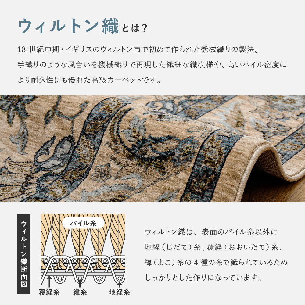 ラグ カーペット ウィルトン エジプト製 ホット 対応 床暖房対応 長方形 ペルシャ調 花柄モチーフ パイル リビング ダイニング 玄関マット キッチンマット マット 絨毯 上品 高級感 オールシーズン おしゃれ かわいい 北欧 約160×235cm