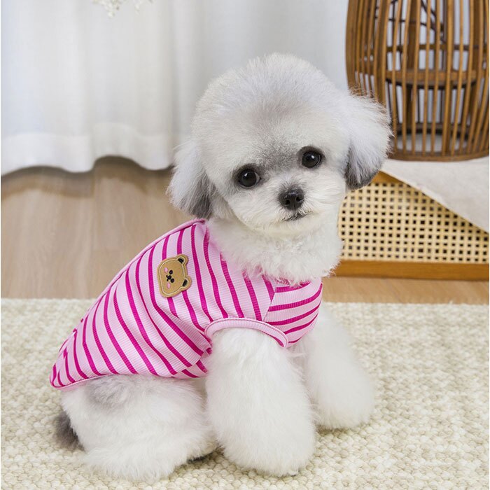 犬の服 通販 ペットウェア ベスト 背中開きベスト スナップボタン留め 防寒対策 クマさんワッペン 暖かい防寒着 着せやすい犬服 伸縮性抜群 防寒 あたたかい かわいい カワイイ ストレッチベスト 伸縮 犬服