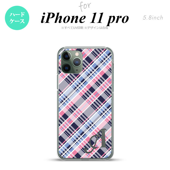 iPhone11Pro iPhone11 Pro スマホケース ハードケース チェック A ピンク 青 +アルファベット メンズ レディース nk-i11p-439i