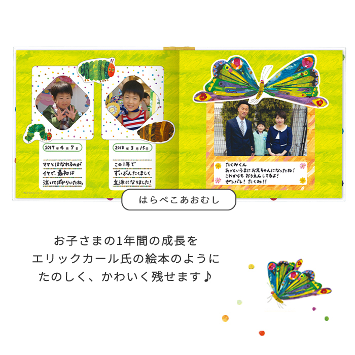 アルバムしかけ絵本 「せいちょうものがたり」～ERIC CARLE～ | はらぺこあおむし エコー写真 保存 エコーアルバム フォトアルバム マタニティアルバム 写真 アルバム