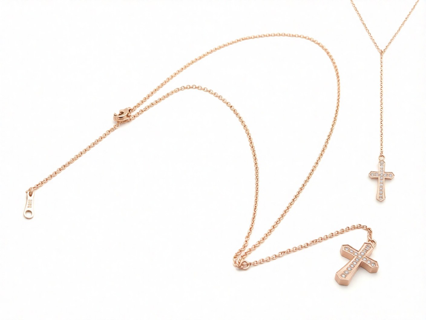 【送料無料】ペアネックレス ステンレス アクセサリー ロザリオ ペンダント クロス 十字架 ジルコニア Rosary ブラック ローズゴールド メンズ レディース