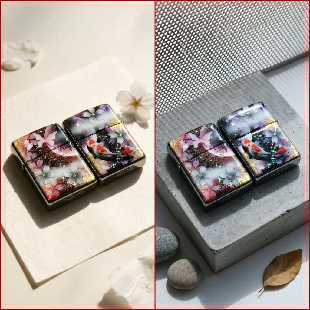 職人の手作り！和柄ペアzippo『亜』名入れ 送料無料 和風 桜 工芸 ハンドメイド ジッポ ライター 喫煙具 電子タバコ アイコス イルマ ギフト プレゼント