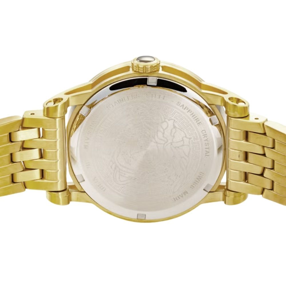 ヴェルサーチェ 腕時計 メンズ ゴールド イエローゴールド ホワイト 43mm VERSACE PALAZZO EMPIRE パラッツォ エンパイア 立体メデューサ スイス製 メンズ腕時計 高級 ブランド おしゃれ プレゼント ギフト 卒業 入学 お祝い