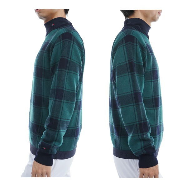 トミーヒルフィガー ゴルフ メンズ バッファローチェックジャカード クルーネックセーター TOMMY HILFIGER GOLF THMA478 秋冬モデル お誕生日祝い お祝い 記念品 お父さん 父の日 彼氏 男性 30代 40代 50代 60代  還暦祝い 敬老の日 人気プレゼント プレゼント