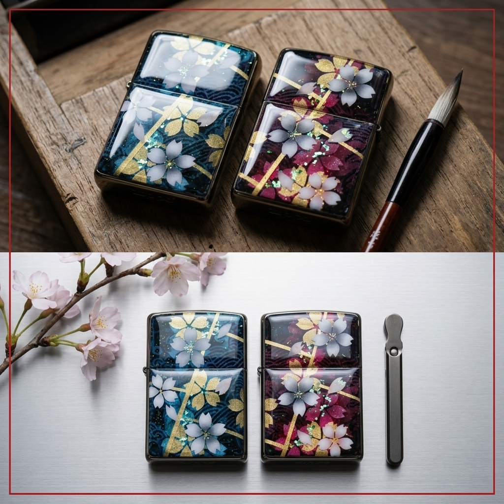 職人の手作り！和柄ペアzippo『帆』名入れ 送料無料 和風 桜 工芸 ハンドメイド ジッポ ライター 喫煙具 電子タバコ アイコス イルマ ギフト プレゼント