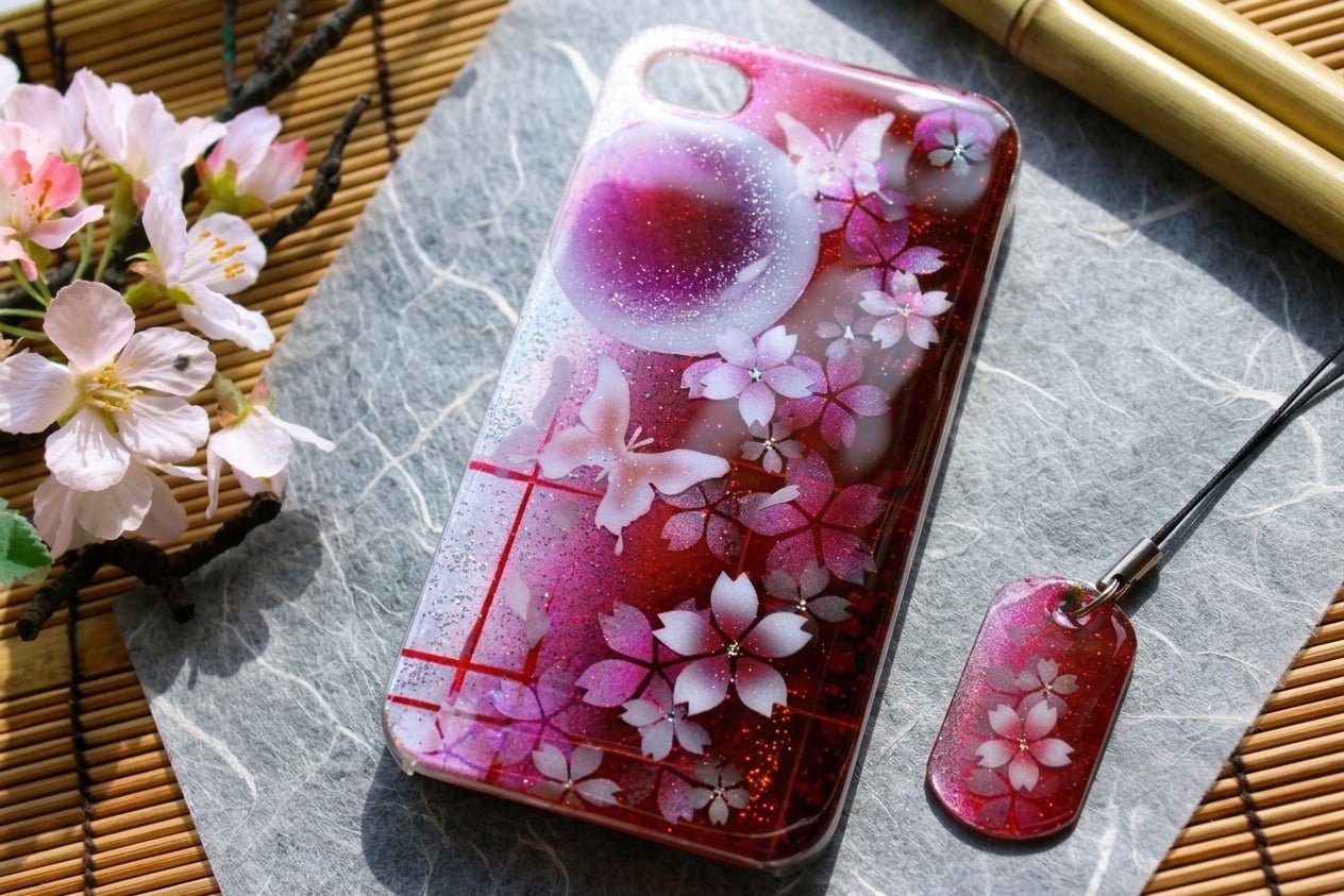 【全機種対応】スマホケース『雨』名入れ 送料無料 和柄 和風 桜 職人 伝統工芸 ハンドメイド ハードケース 手帳型 iPhone 17 Xperia AQUOS Android 各機種対応