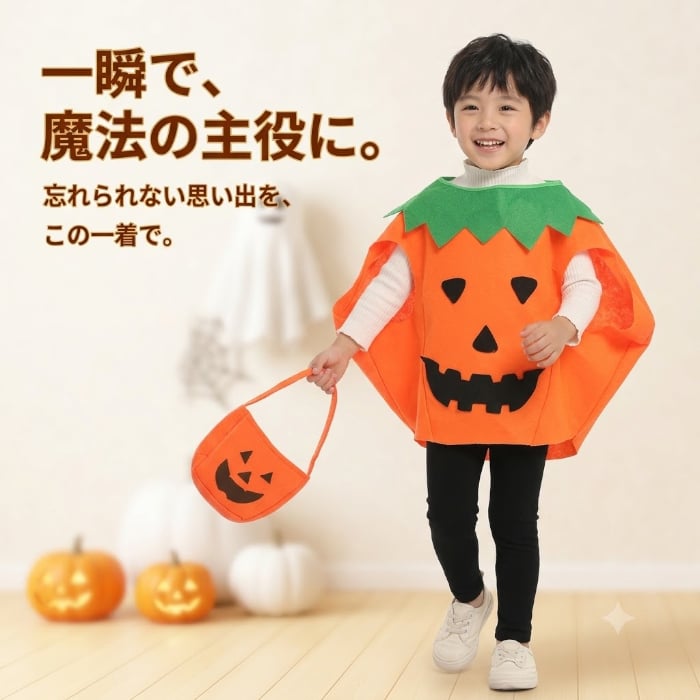 ハロウィン 衣装 子供 かぼちゃ コスプレ 仮装 キッズ 大人サイズ 親子 お揃い パンプキン コスチューム ポンチョ ケープ 家族 ハロウィンパーティー イベント