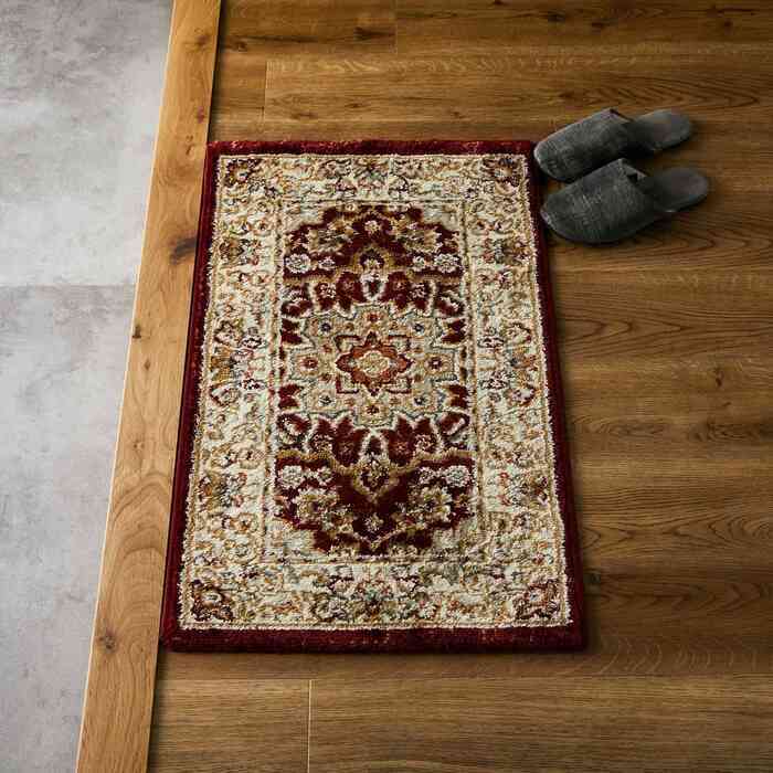 ラグ カーペット 玄関 屋内 屋外 輸 入 ネカル アイボリー 約50×80cm 長方形 民族調 エスニック モダン シンプル オールシーズン 丈夫 50×80cm ルカス レッド 新生活