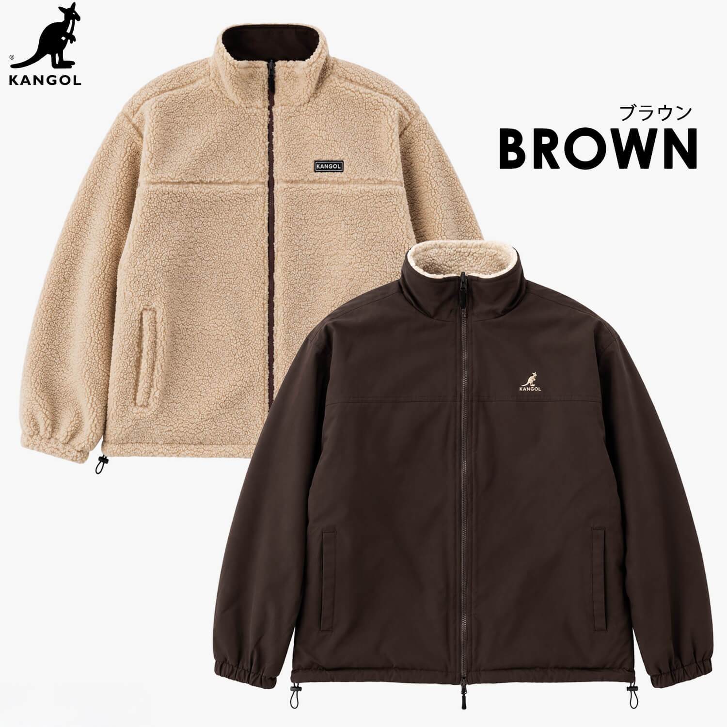  KANGOL カンゴール ブルゾン ジャケット リバーシブル レディース メンズ ボア ハイネック ダブルジップ 防寒 ブランド ロゴ ゆったり おしゃれ ストリート カジュアル アウター 高校生 秋 冬 M L LL 2026FW Karlas 別注