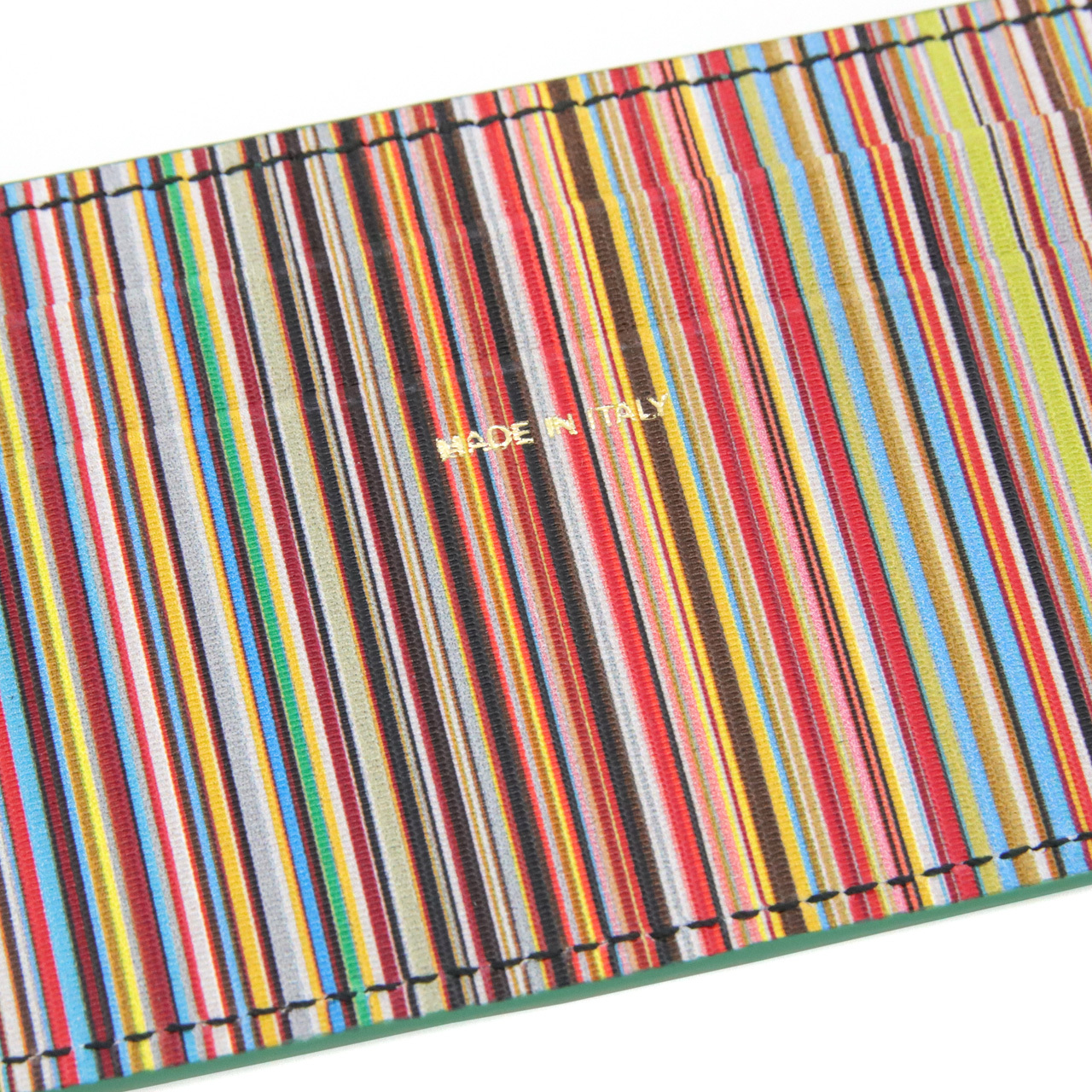 ポールスミス カードケース Paul Smith 名刺入れ カード入れ パスケース メンズ レザー コバルトグリーン マルチストライプ M1A-4768-DMULTI 30 【ラッピング無料 誕生日 お祝い プレゼント ギフト 贈り物】 送料無料