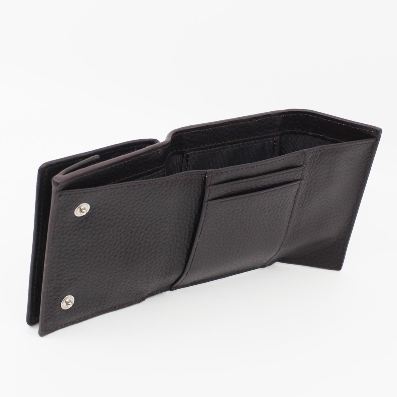 モンテスピガ　monte SPIGA　コンパクト財布　MOSMSP301DBR　ダークブラウン　濃茶　シュリンクレザー　牛革　三つ折り財布　トライフォード ウォレット