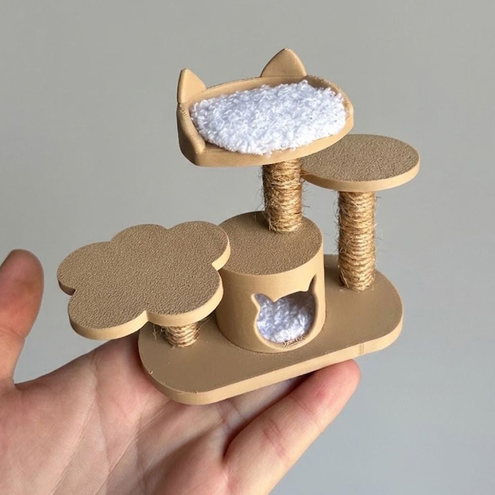 ミニチュア キャットタワー 3Dプリント 組み立て式 DIY 猫 ドールハウス 家具 1/12スケール OB11 人形用 インテリア 小物 撮影道具 ジオラマ 装飾 かわいい