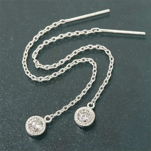 ピアス レディース K18 18金 ホワイトゴールド WG ダイヤモンド 0.2ct タルトシリーズ チェーンピアス 揺れる 天然石 華奢 シンプル ジュエリー アクセサリー プレゼント ギフト