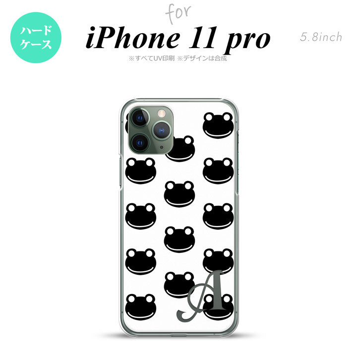 iPhone11Pro iPhone11 Pro スマホケース ハードケース カエル かえる A 白 黒 +アルファベット メンズ レディース nk-i11p-167i