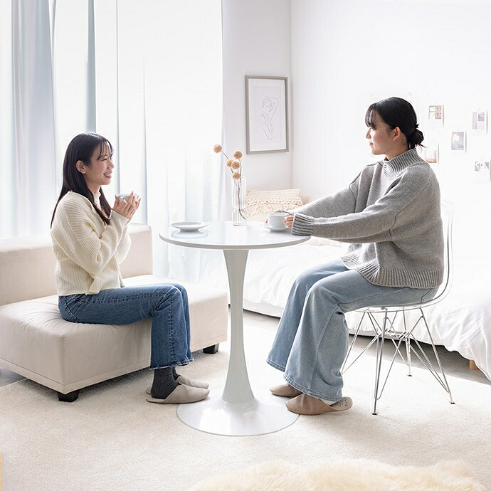 ダイニング家具 カフェテーブルセット デスク ダイニング チューリップ イームズチェア 椅子 2点 デザイナーズ 円形 丸型 食卓 一人暮らし 白 リビング コンパクト ホワイト テレワーク 大人女子 韓国インテリア 北欧