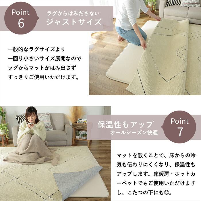 ラグ カーペット クッションマット マット 120×170cm ピタリ すべり止め 下敷き 滑り止め 手洗い 防音マット 防音 防ダニ加工 ホット 対応 床暖房対応 ウレタン入り下敷き 保温性 下 絨毯下 便利 無地 ホワイト オールシーズン