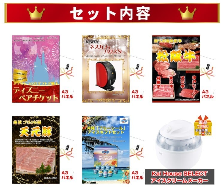 ビンゴ・二次会の景品はお任せ 結婚式 景品 二次会 ビンゴ ディズニーペアチケット人気パネル景品５枚＆現品３０点セットB 景品パネル＆引換券付き目録 15358 景品 目録 パネル イベント 抽選会