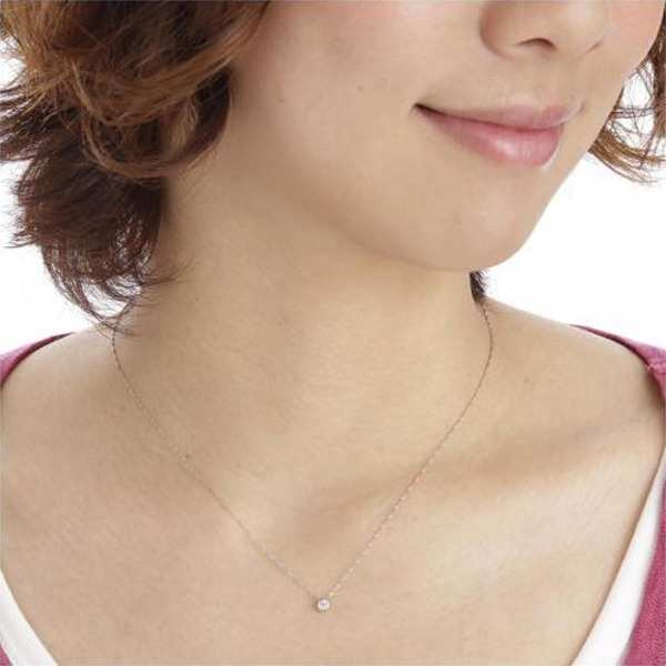 ネックレス レディース プラチナ Pt900 ダイヤモンド ベゼル ペンダント ダイヤ フクリン留め 一粒 シンプル 華奢 贈り物 プレゼント ギフト 誕生石 アクセサリー ジュエリー