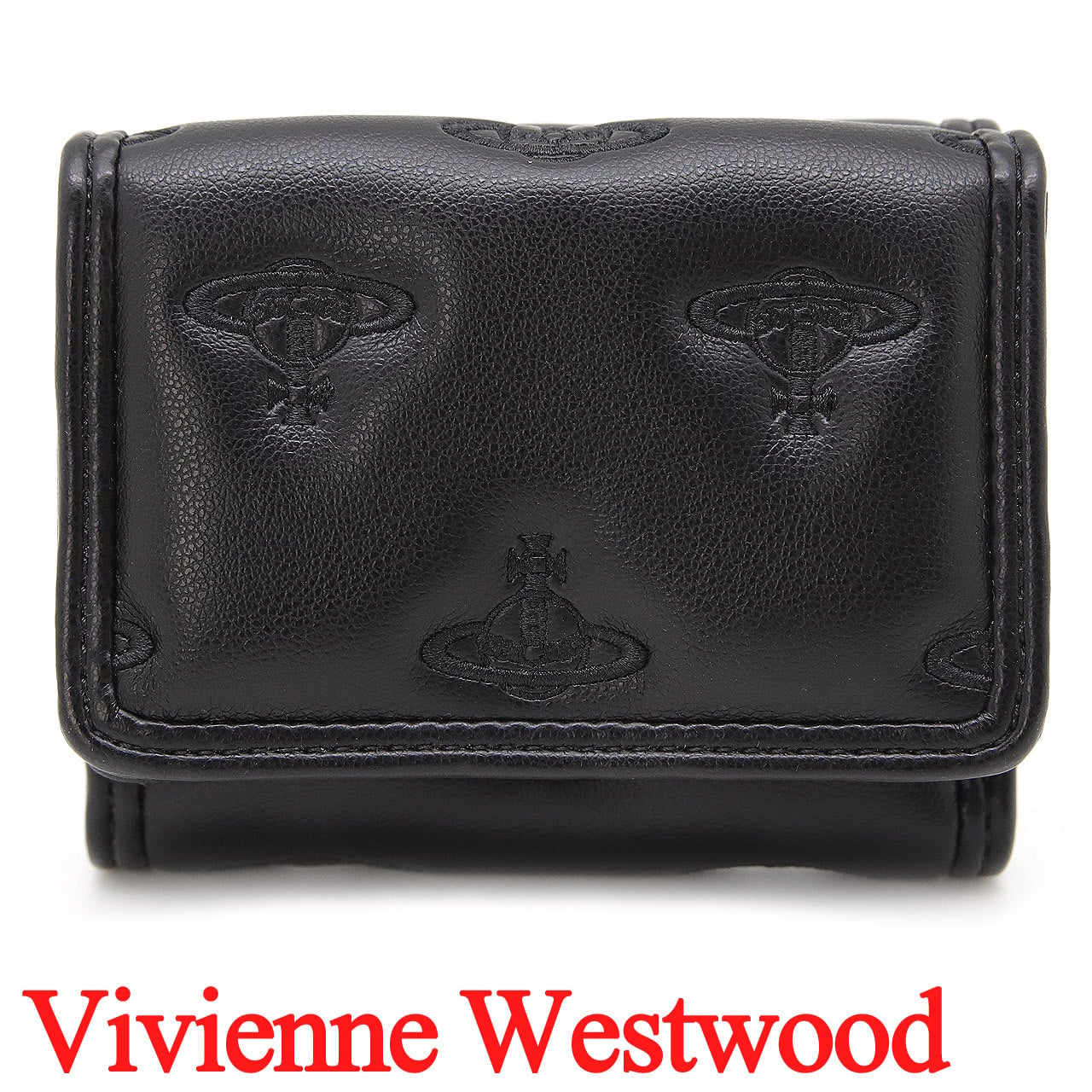 ヴィヴィアンウエストウッド 三つ折り財布 ミニ財布 レディース メンズ 男女兼用 折り財布 Vivienne Westwood ヴィヴィアン マルチオーブ型押し ブラック VW4291 (51070057W-S002K-N201) 【2026年秋冬モデル】 【ラッピング無料 誕生日 お祝い プレゼント ギフト 贈り物】