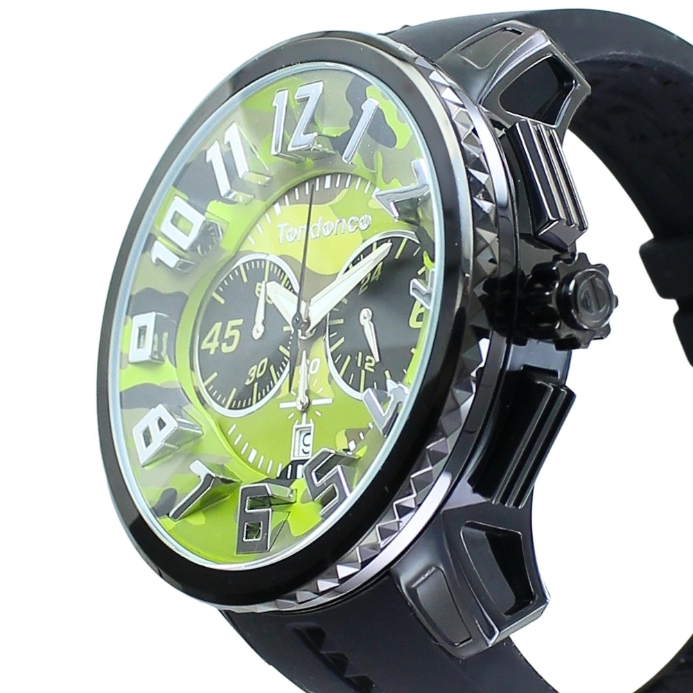 テンデンス 腕時計 メンズ ガリバー カモ 迷彩 ビックケース クロノグラフ 51mm カーキ グリーン シリコン TENDENCE GULLIVER CAMO クオーツ 10気圧防水 プレゼント ギフト 成人 卒業 入学