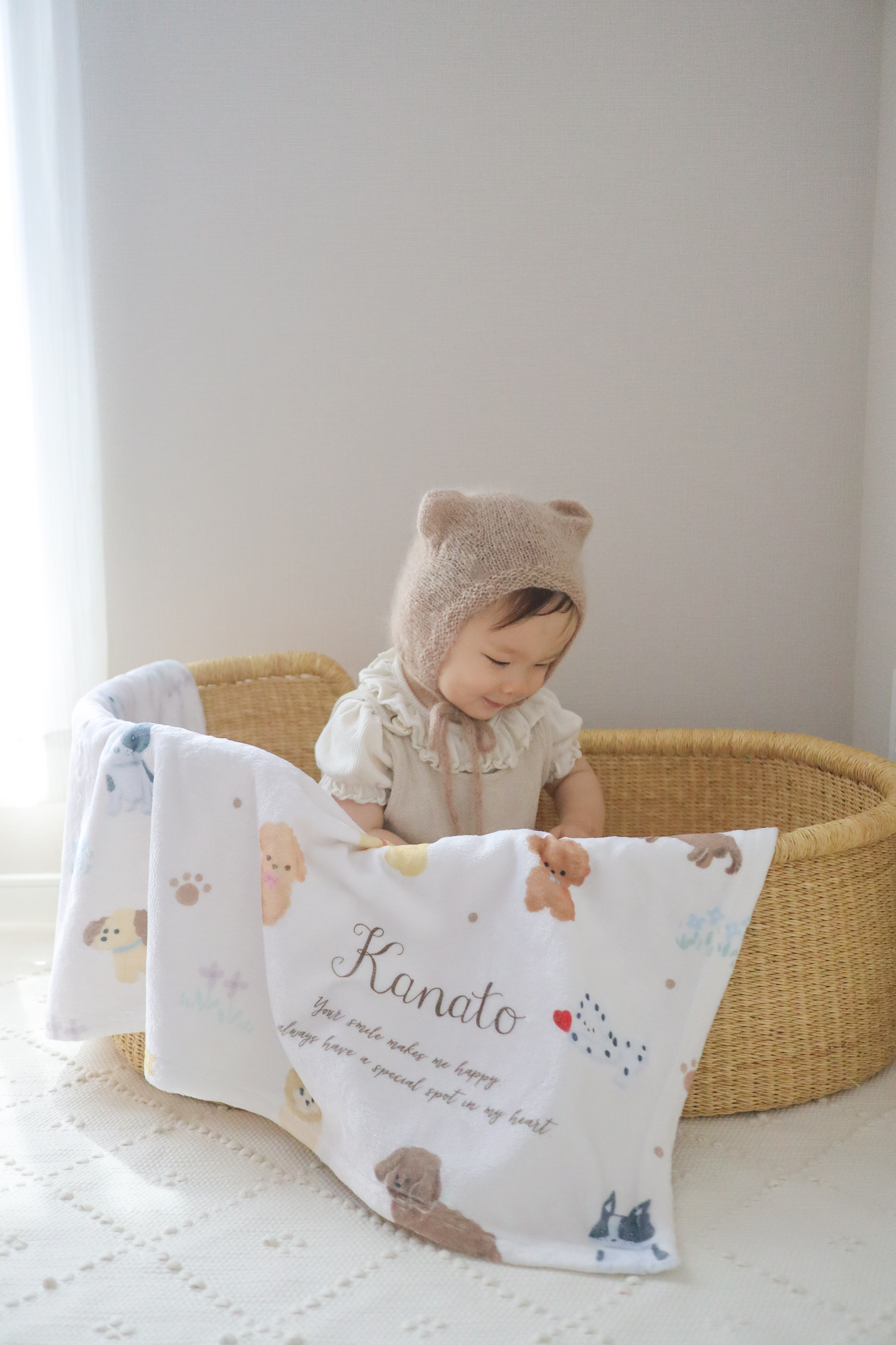 【お名前入りブランケット】わんちゃん柄 犬 いぬ ペット トイプードル ダルメシアン フレンチブルドッグ 名入れ ギフト 出産祝い ニューボーン 誕生日 出産準備 撮影アイテム ベビーブランケット