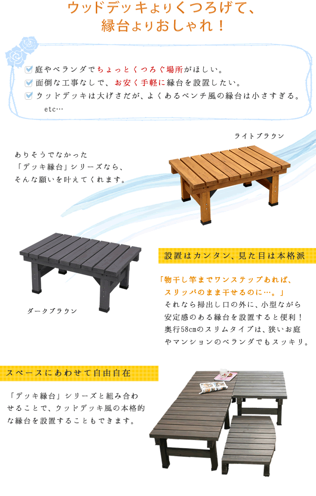 ウッドデッキ デッキ縁台 90×58 木製 ステップ 天然木製 ガーデンベンチ ガーデン 庭 ガーデンチェア エクステリア ガーデン用品 屋外 2個組 3個組 4個組 3点セット 新生活