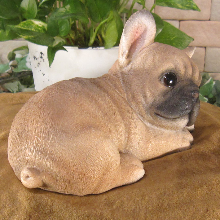犬　置物 リアル　寝そべり　フレンチブルドッグ　いぬ　動物オブジェ　ガーデン　オーナメント　店舗　カウンター　装飾　オブジェ　インテリア　玄関先　庭　犬好きさん人気ギフト　動物人気ギフト　クリスマスプレゼント　お誕生日祝い　母の日人気　父の日人気　敬老の日人気