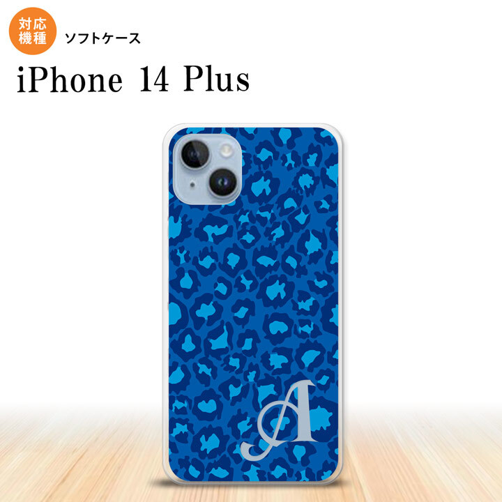 iPhone14 plsu iPhone14 plsu スマホケース 背面ケースソフトケース 豹柄 B 青 +アルファベット 2022年 10月発売 nk-i14pl-tp896i