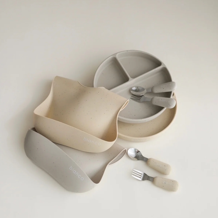blanco perfect meal set ギフトセット blancoボックス付 出産祝い ベビー食器とお食事エプロン カトラリー