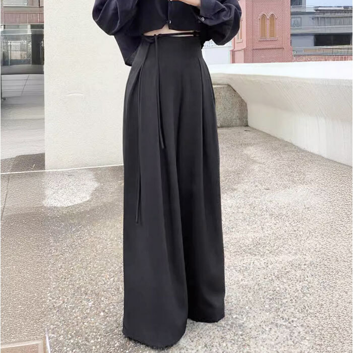 タックワイドパンツ レディース 通販 ハイウエストパンツ ウエストリボン ロング丈パンツ きれいめカジュアル オフィスカジュアル 体型カバーパンツ 女子 美脚ワイドパンツ ゆったりパンツ 春秋 秋冬 大人カジュアル 女性 ボトムス 大人 レディースファッション