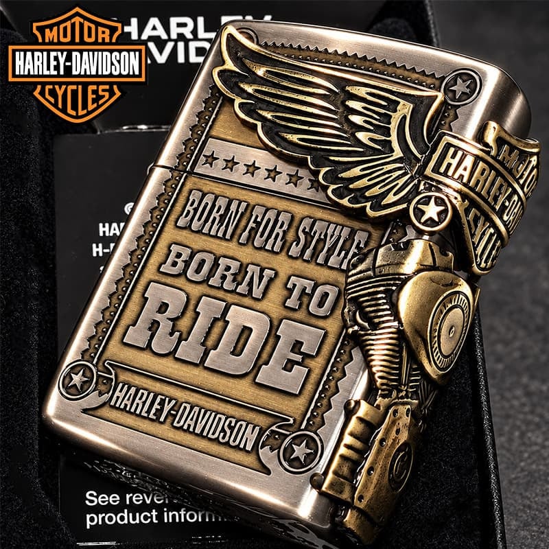 ZIPPO ライター ハーレー ダビッドソン ジッポ アンティークシルバー＆ゴールド 金銀 古美仕上げ 3面メタル イーグル 日本国内限定モデル かっこいい ギフト ジッポー