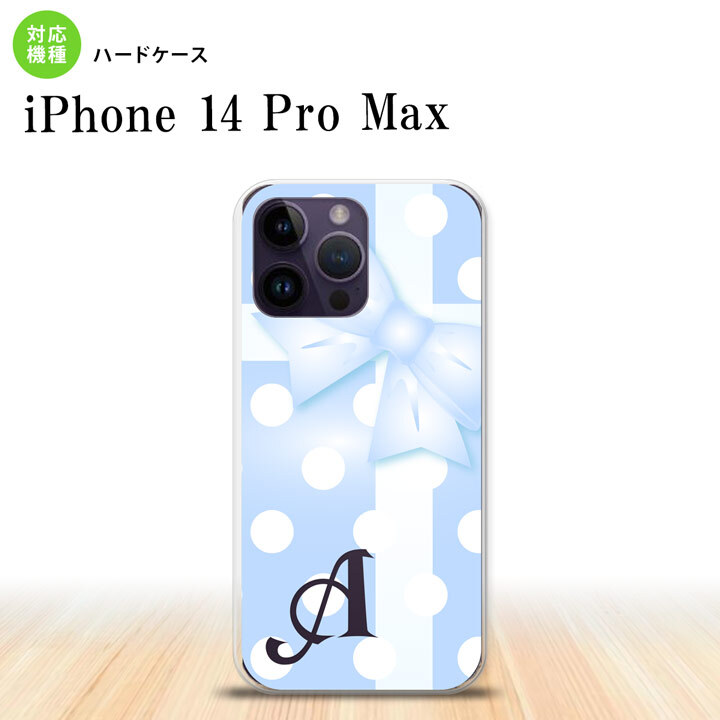iPhone14 ProMax iPhone14 Pro Max スマホケース 背面ケース ハードケース ドット リボン 青 +アルファベット 2022年 9月発売 nk-i14pm-302i