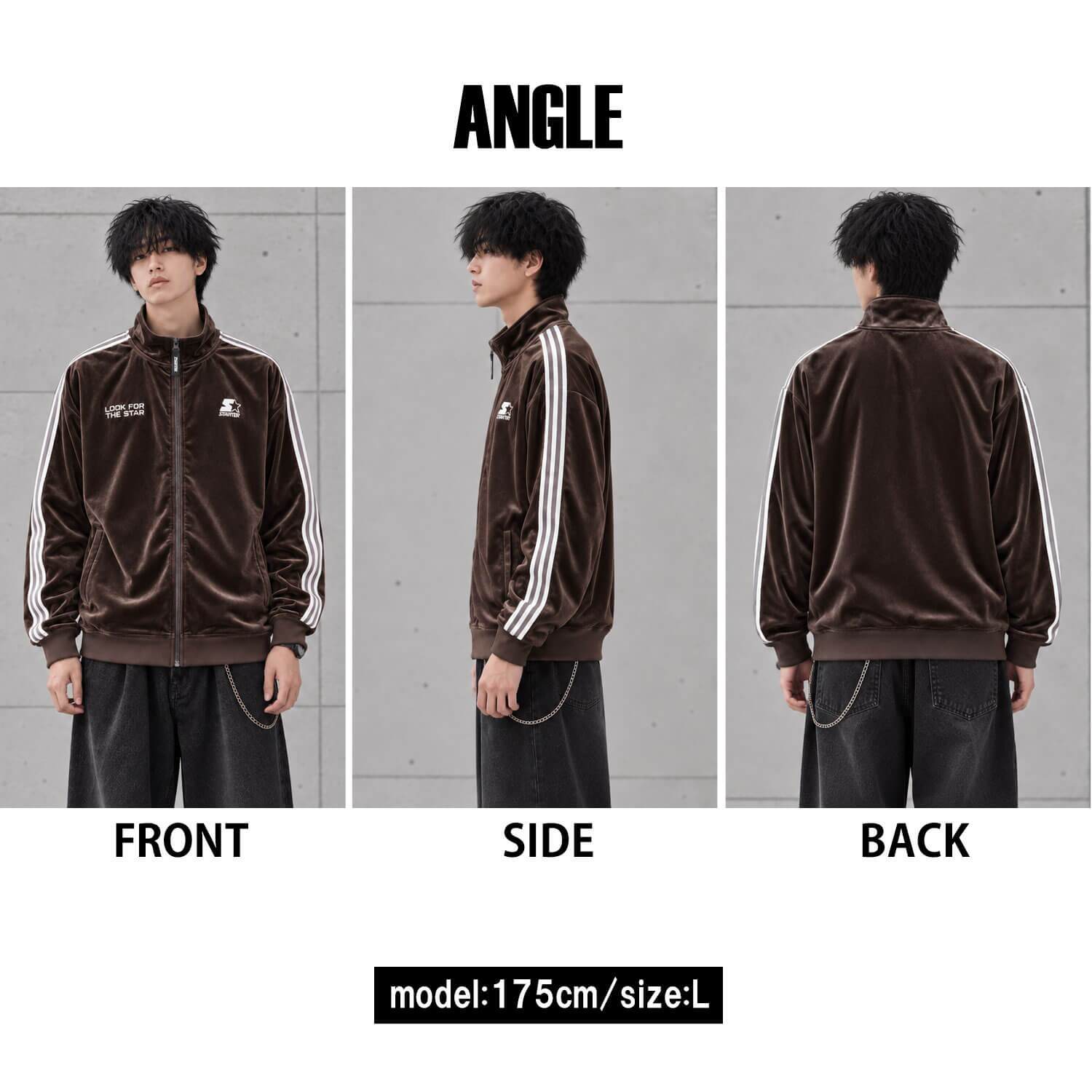 STARTER スターター ベロア トラックジャケット メンズ レディース sbm-6261 長袖 ハイネック ジップアップ ジャージ ロゴ 刺繍  オーバーサイズ ゆったり Y2K ストリート ヒップホップ ダンス M L XL 2026FW Karlas