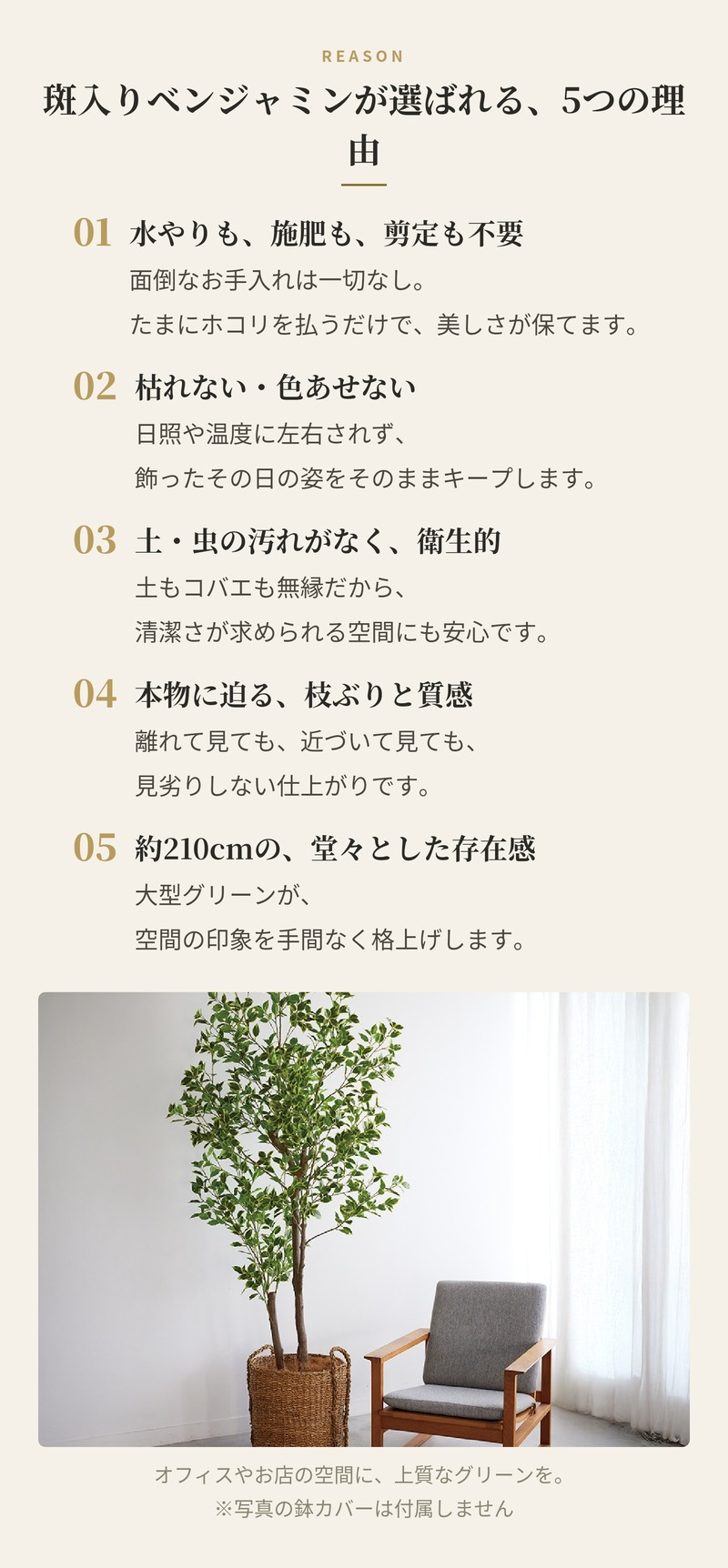 観葉植物 造花 斑入りベンジャミン BROWN 全高約210cm 大型 フェイクグリーン 高級 本物そっくり リアル おしゃれ 明るい インテリア 人工観葉植物 アーティフィシャルグリーン オフィス 店舗 ホテル 開店祝い 室内 リビング 玄関 風水 ベンジャミナ