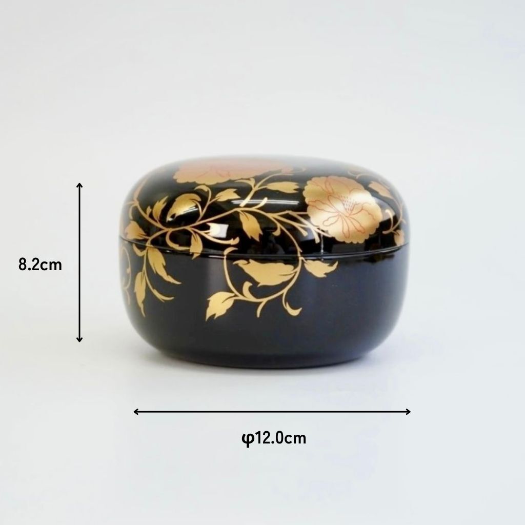 【越前 華唐草ボンボニエール（黒/朱）】小箱 小物入れ お菓子入れ キャンディーボックス【ラッピング・熨斗対応可】【海外への日本土産に】誕生日 両親 父 母 夫婦 祖父母 結婚記念日 父の日 母の日 敬老の日 ペア 友達 カップル パートナー お揃い 家族 おしゃれ 結婚祝い 新築祝い  和モダン 国内生産 内祝い 上品 優美 上司 先輩 後輩 新生活　工芸品　漆　漆塗り　越前塗　蒔絵
