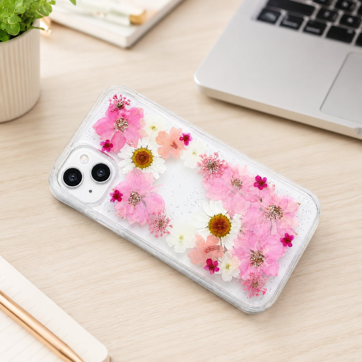 【ほぼ全機種対応スマホケース❁】押し花スマホケース NO.802（着日指定不可） 押し花＆レジン iPhone/Xperia/AQUOS/Galaxy他